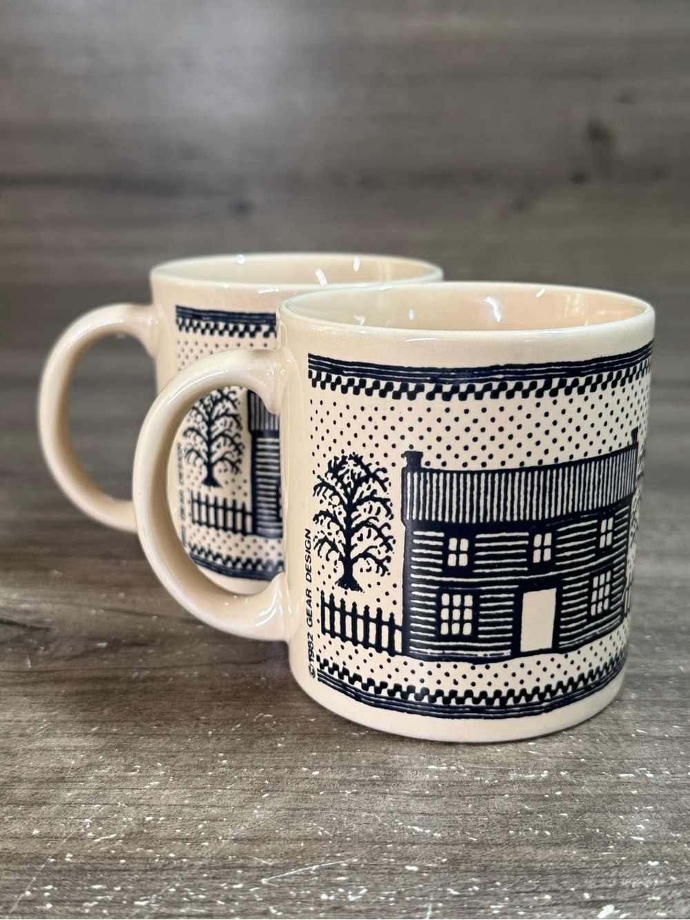 Churchill England Black & Cream Colonial House Coffee Mug Transferware Stoneware